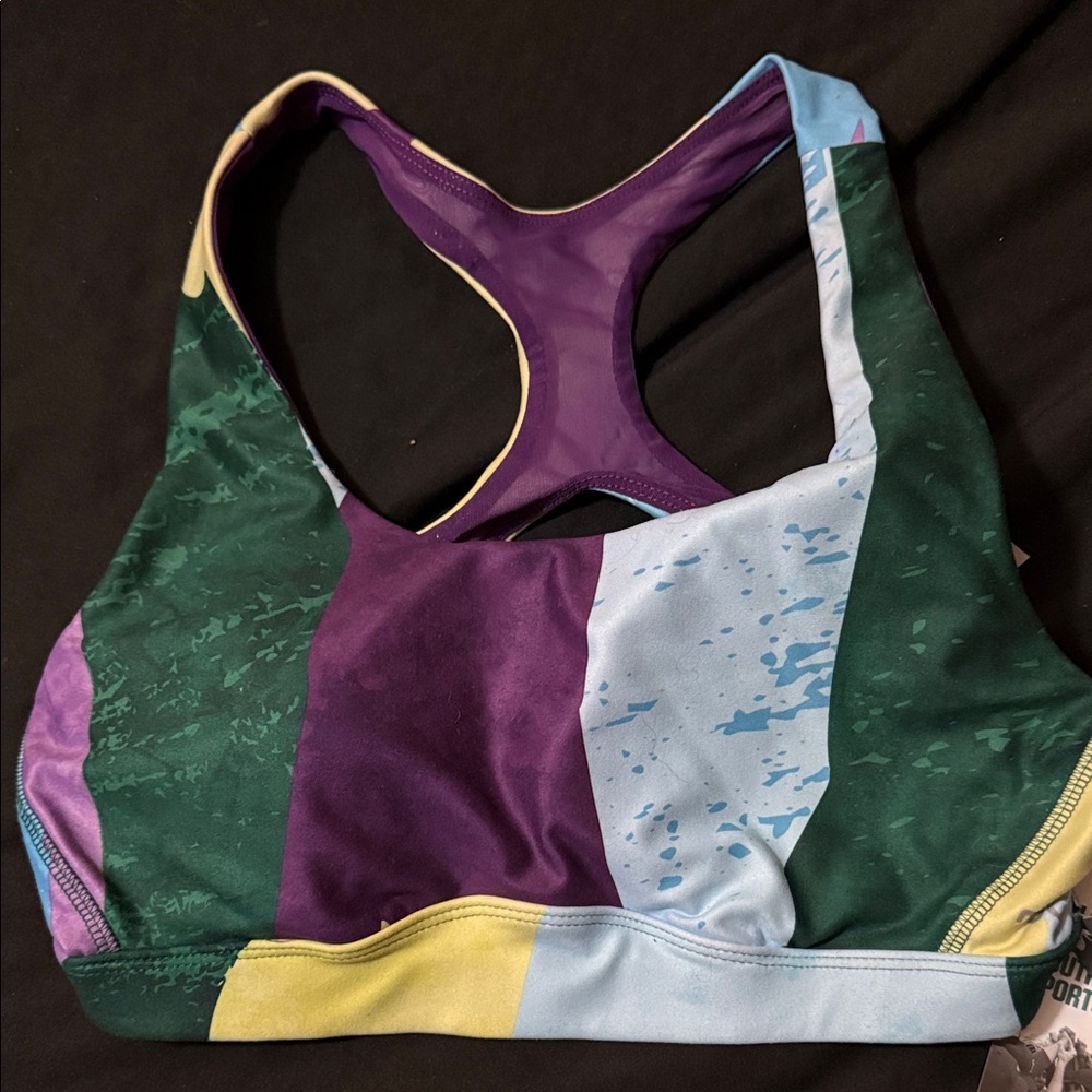 DSG Multicolor Sports Bra with Purple and Green